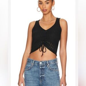 More To Come x Revolve Khloe Ruched Crochet Knit Top in Black size Medium $58